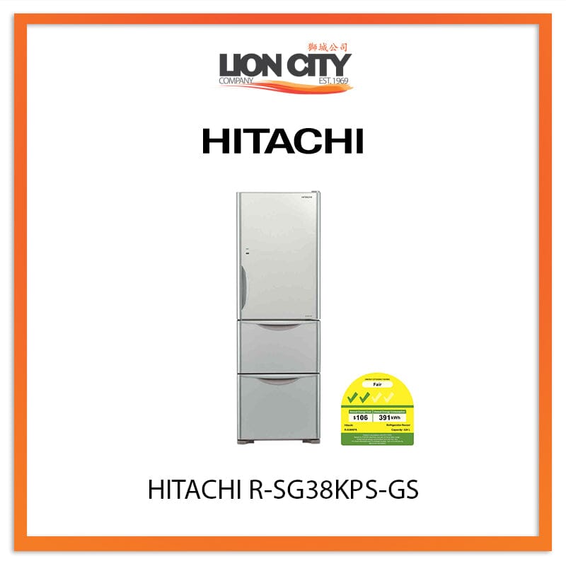 HITACHI 329L 3 DOOR FRIDGE R-SG38KPS-GS