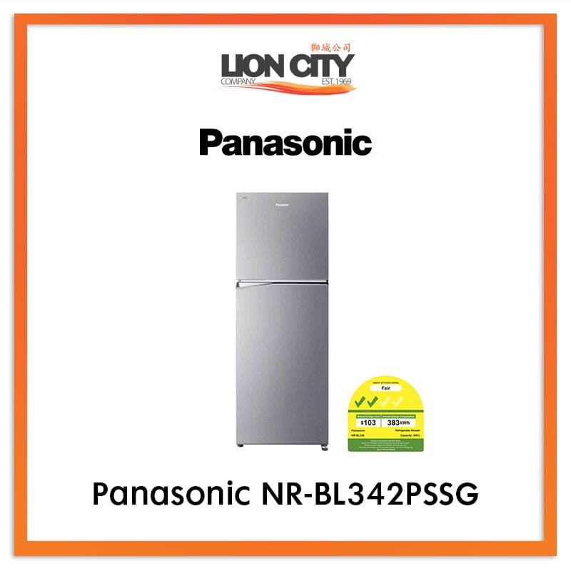 PANASONIC 306L 2 DOOR FRIDGE NR-BL342PSSG (TOP FREEZER)
