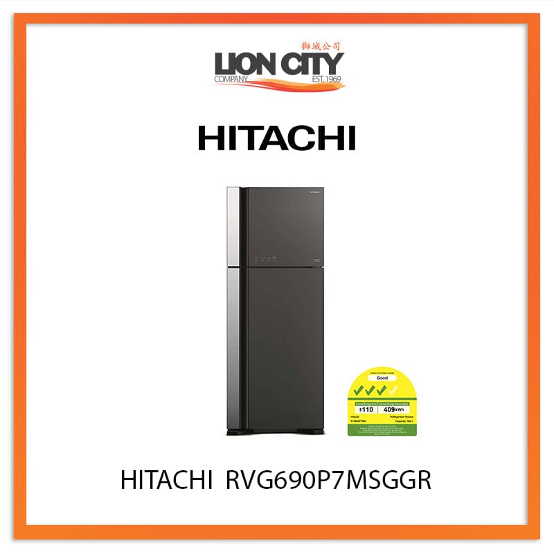 HITACHI 544L 2 DOOR FRIDGE RVG690P7MSGGR