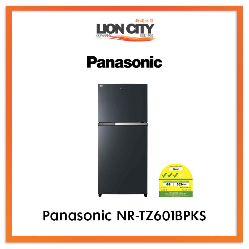 PANASONIC 541L 2 DOOR FRIDGE NR-TZ601BPKS (BLACK)