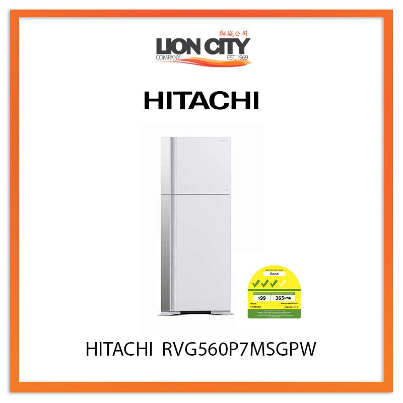 HITACHI 438L 2 DOOR FRIDGE RVG560P7MSGPW