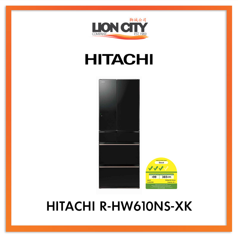 Hitachi 461L Multi Door Fridge R-HW610NS-XK (made in Japan)