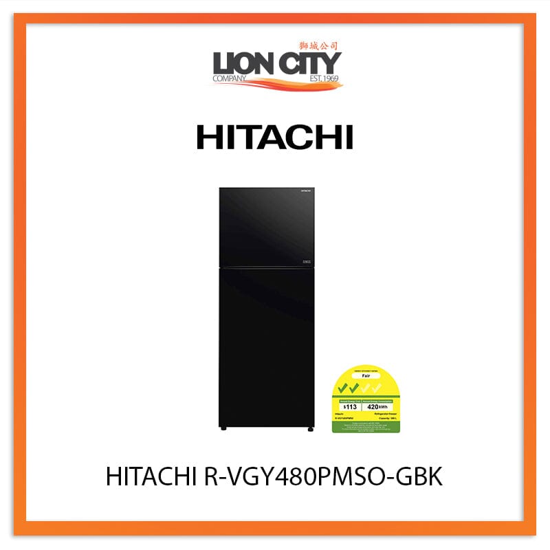 HITACHI 390L 2 DOOR FRIDGE R-VGY480PMSO-GBK (STYLISH DELUXE)
