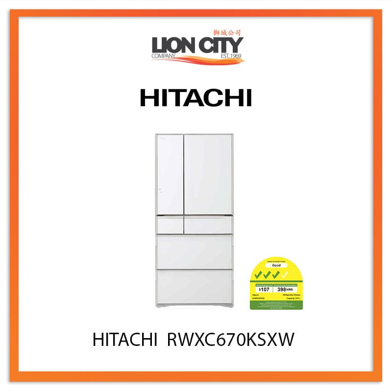 HITACHI 519L MULTIDOOR IOT FRIDGE RWXC670KSXW (MADE IN JAPAN)
