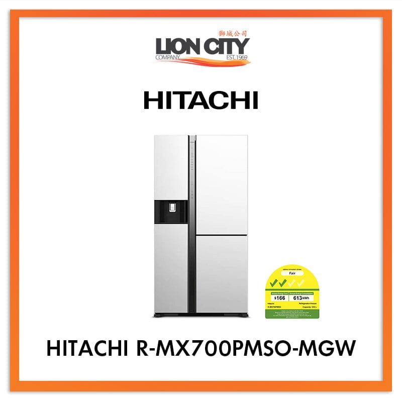HITACHI 569L SIDE BY SIDE 3 DOOR DELUXE FRIDGE R-MX700PMSO-MGW