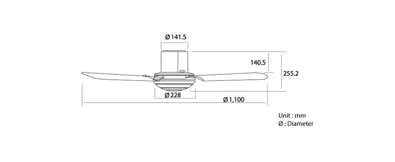 KDK M11SU Silver/White 110cm Ceiling Fan w/Remote Control
