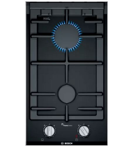 Bosch Series 6 DWB98JQ50B Wall-mounted cooker hood 90 cm + PRB3A6B70K Series 8 Domino gas hob 30 cm Ceramic, Black + PIB375FB1E Series 6 Domino induction hob 30 cm Black