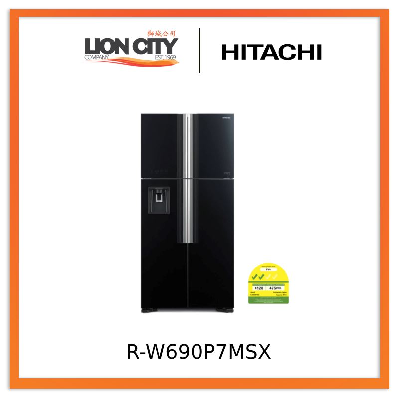Hitachi R-W690P7MSX - GBK / GGR 4-Door Big French Refrigerator (540L) R-W690P7MSX