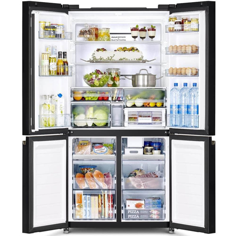 Hitachi R-WB700VMS2-GBK 645L French Bottom Freezer Deluxe 4-Door Refrigerator - Glass Black