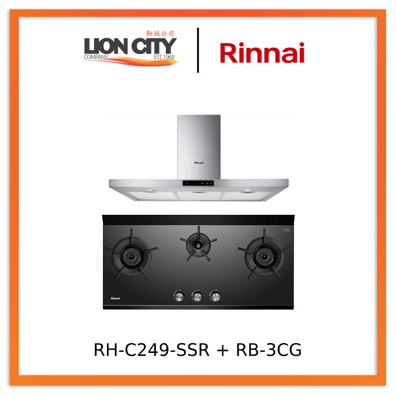 Rinnai RH-C249-SSR Chimney Cooker Hood + RB-3CG Ceran Glass Hob