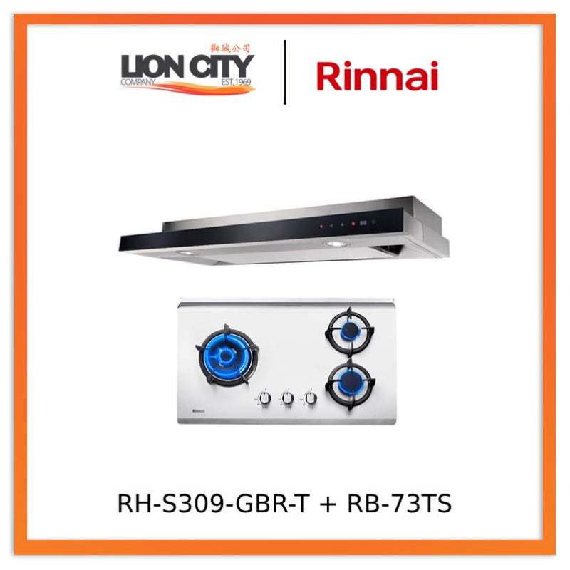 RinnaI-RH-S309-GBR-T-Cooker Hood + RB-73TG Schott Glass Hob