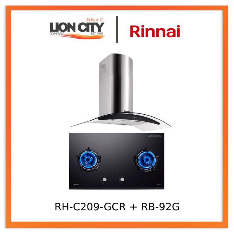 Rinnai RH-C209-GCR Chimney Cooker Hood + RB-92G Gas Hob