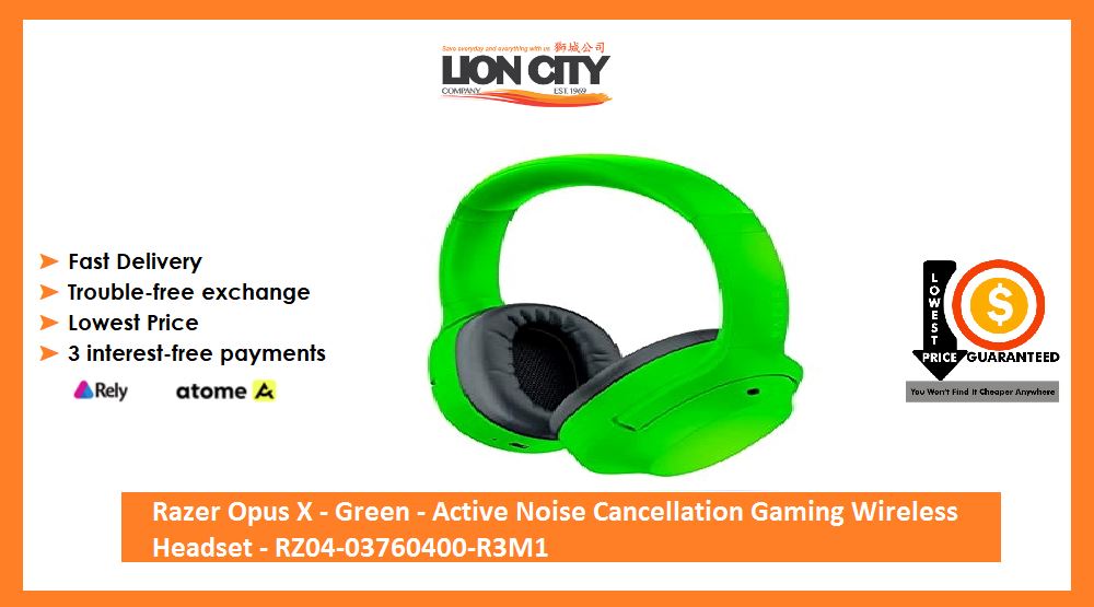 Razer Opus X Green Active Noise Cancellation Gaming Wireless