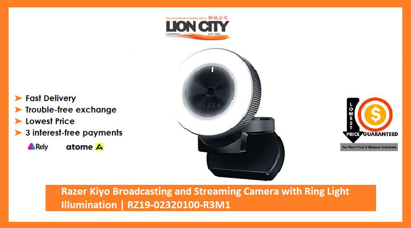 Razer Kiyo - Ring Light Equipped Broadcasting Camera – White Light - RZ19-02320100-R3M1 | Lion City Company.