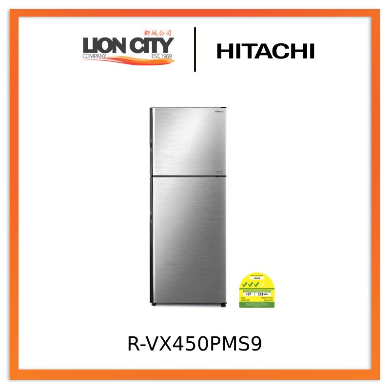 Hitachi RVX450PMS9 366L 2 Door Fridge (Multi Colors Available) R-VX450PMS9 - BSL/ BBK/ PWH