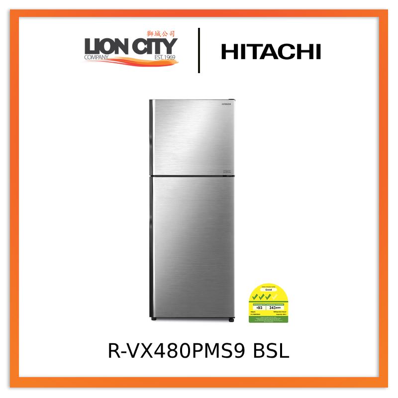 Hitachi RVX480PMS9-BSL/ BBK/ PWH 2-Door Deluxe Stylish Inverter Refrigerator R-VX480PMS9 - BSL/ BBK/ PWH