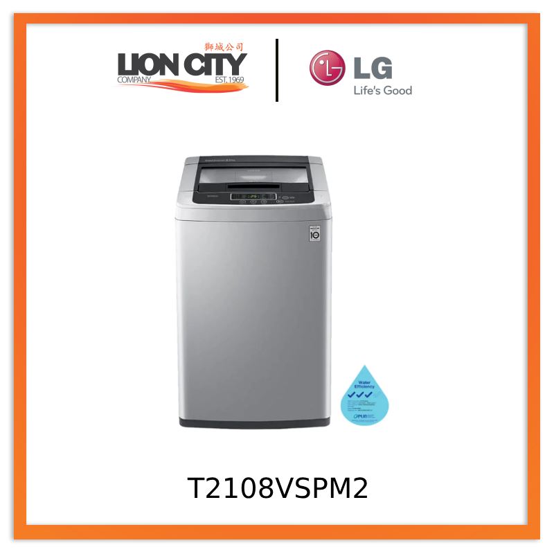 LG T2108VSPM2 8kg, Smart Inverter Top Load Washing Machine Lion City