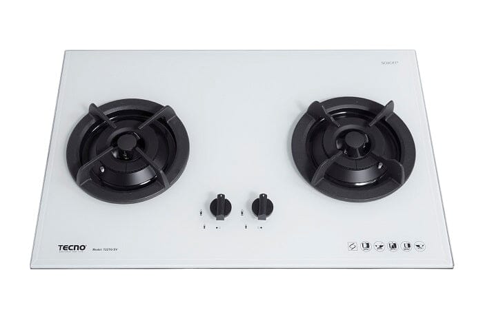 Tecno T 22TGSV 70cm Tempered Glass Built-in Gas Hob with Safety Valve Optic White