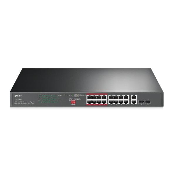 Tp-Link  TL-SL1218MP 16-Port 10/100 Mbps + 2-Port Gigabit Rackmount Switch with 16-Port PoE+ | Lion City Company.