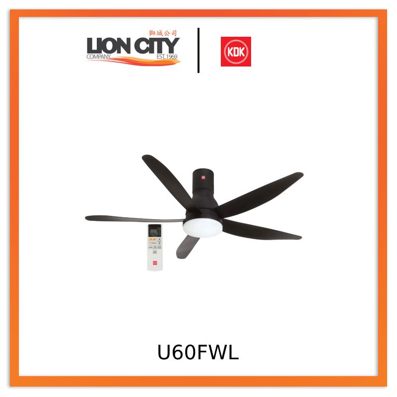 KDK U60FWL White/Black 60cm Ceiling Fan With Led light