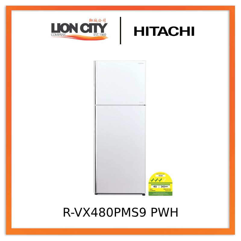Hitachi R-VX480PMS9 - BSL/ BBK/ PWH 2-Door Deluxe Stylish Inverter