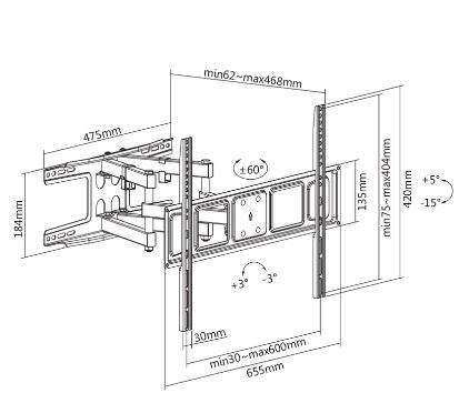 KALOC KLC-X5 Swivel Mount 43" to 55" with Installation