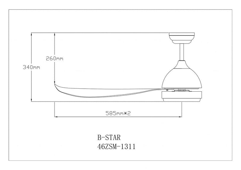 Fanco B-Star 36"/46"/52" (3 Blade) DC Ceiling Fan