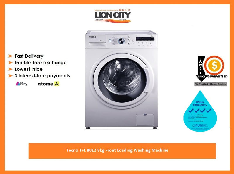 Tecno TFL 8012 8kg Front Loading Washing Machine | Lion City Company.