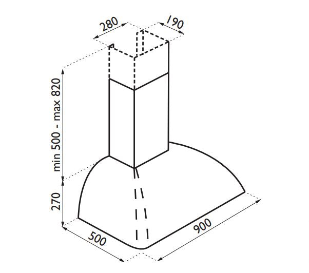 TECNOGAS CAPPA 1952 90cm Chimney Hood