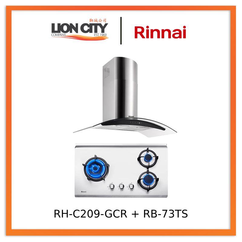 Rinnai RH-C209-GCR Chimney Cooker Hood + RB-73TS Stainless Steel Hob