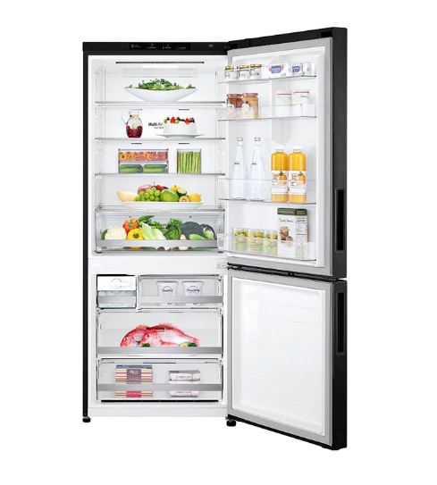 LG GB-B4059MT 2 Doors Inverter Bottom Freezer Refrigerator, 408L, Matt Black