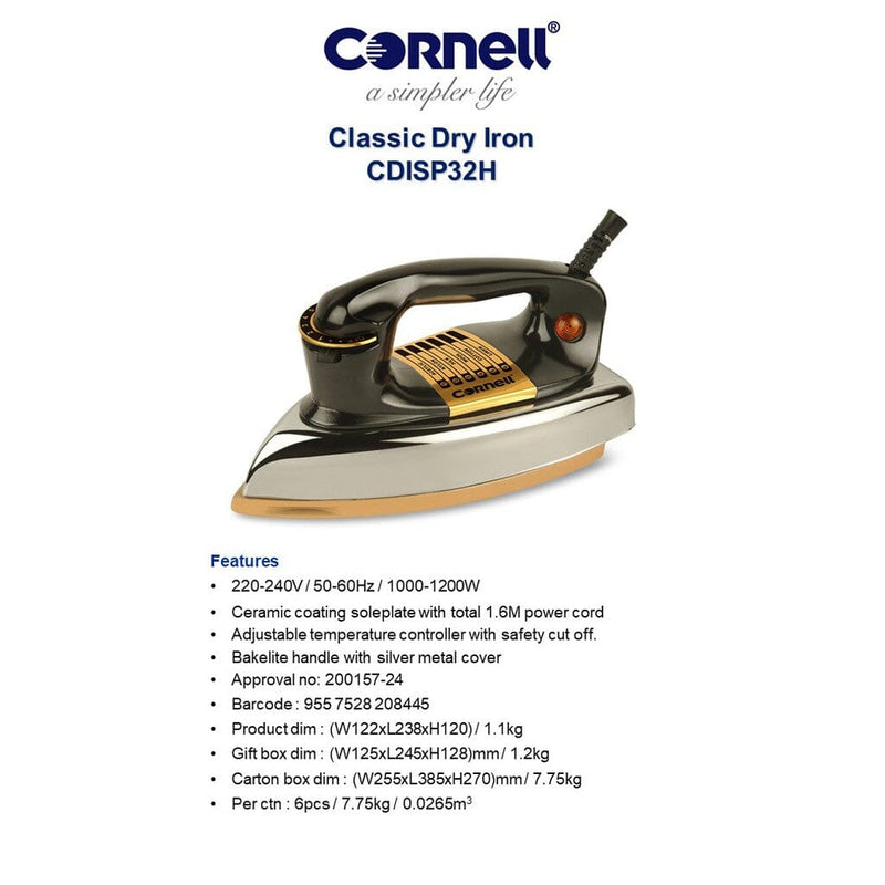 Cornell CDISP32H 1200W Classic Dry Iron