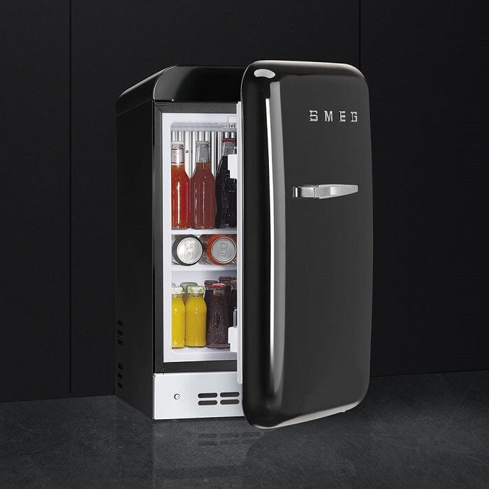 Smeg FAB5RBL5 Free Standing Refrigerator One Door, Black 50's Style Aesthetic