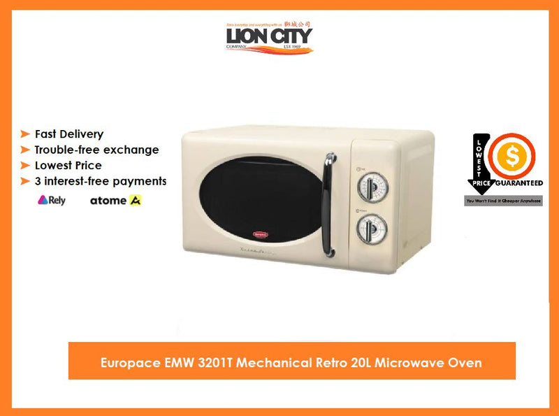 Europace EMW 3201T Mechanical Retro 20L Microwave Oven (Cream / Manual / Retro Series)
