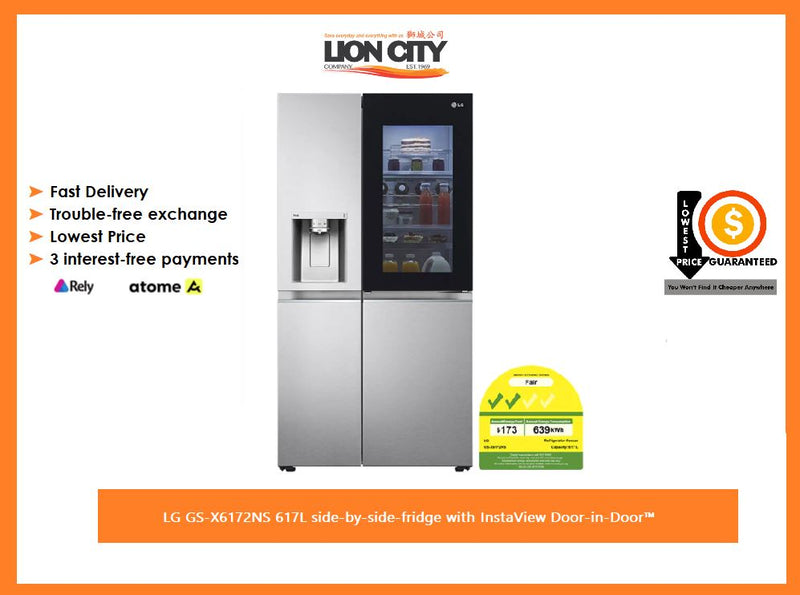 LG GS-X6172NS 617L side-by-side-fridge with InstaView Door-in-Door™ | Lion City Company.