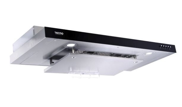 Tecno Uno TCH 929 DP  SS/ BK Slim Line Hood S/S w/ Black Panel / Full Black 90cm, Twin Motors