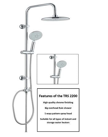 Tecno Uno TRS 2200 Rain Shower Set Silver Rain Shower Set w/ Hand Shower