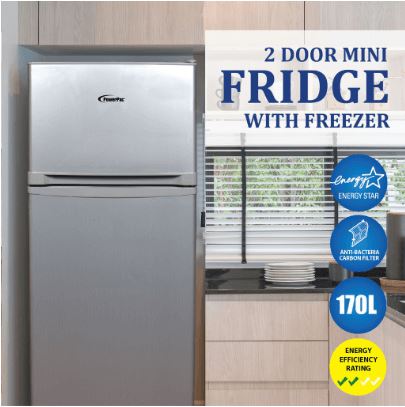 PowerPac PPF170 Mini Fridge 2-Door 170L with Freezer