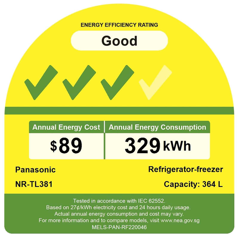 PANASONIC NR-TL381BPKS 2 DOOR FRIDGE (NET 364L)