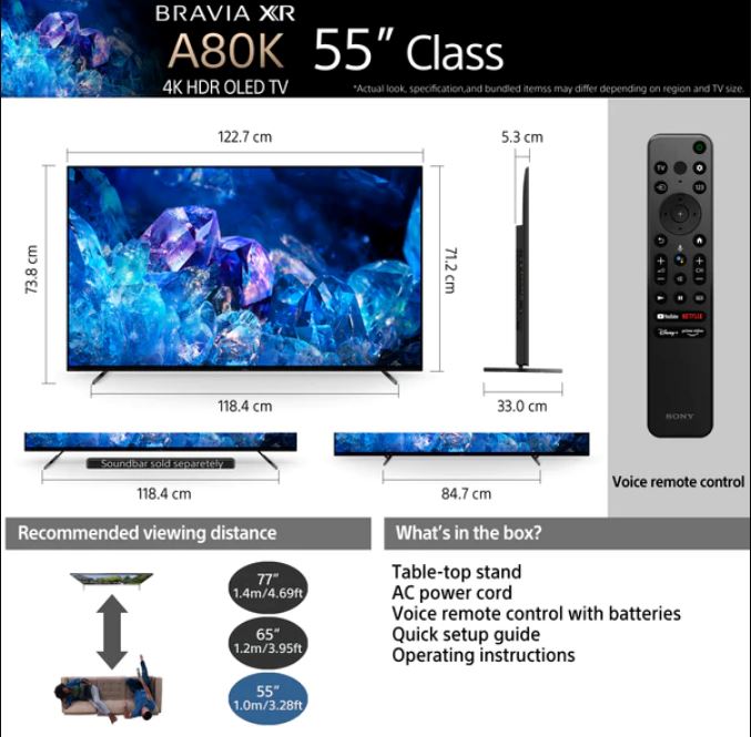 Sony BRAVIA XR, A80K, Smart TV OLED 4K