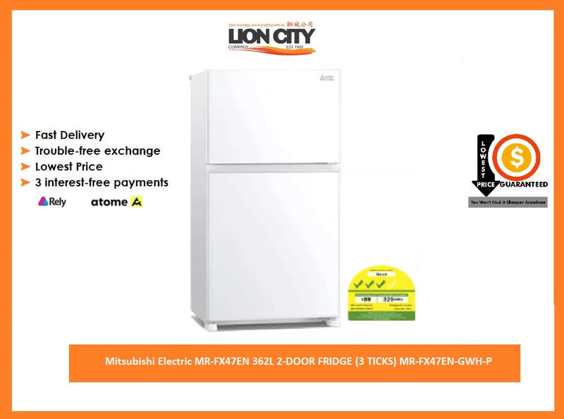 Mitsubishi Electric MR-FX47EN 362L 2-DOOR FRIDGE (3 TICKS) MR-FX47EN-GWH-P