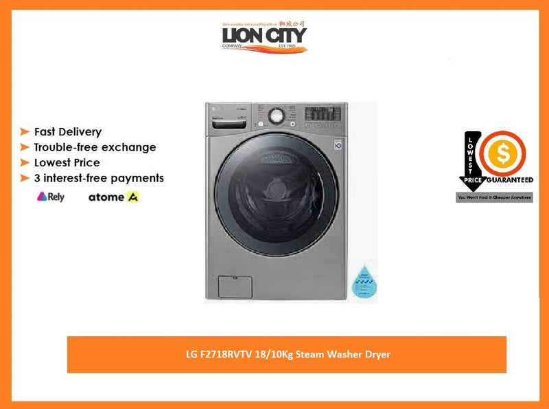 LG F2718RVTV 18/10Kg Steam Washer Dryer | Lion City Company.