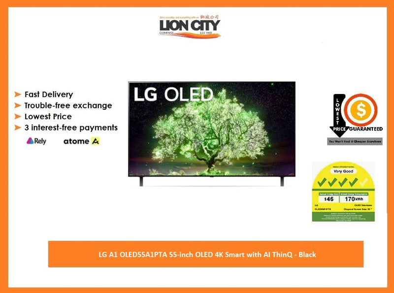 LG A1 OLED55A1PTA 55-inch OLED 4K Smart with AI ThinQ - Black