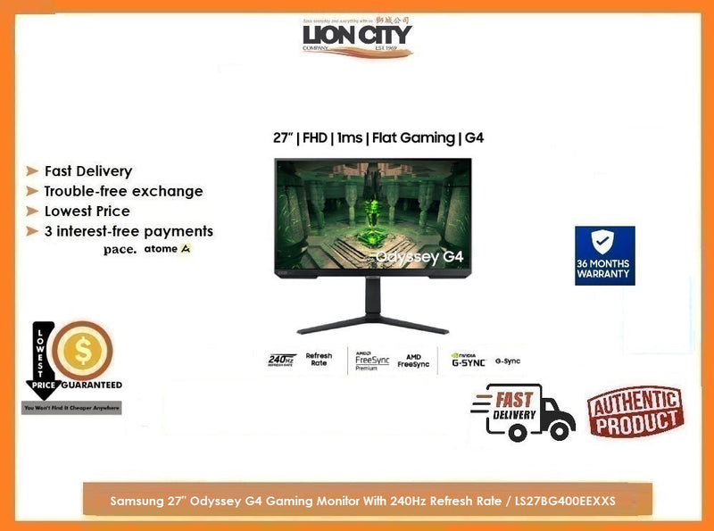 Samsung LS27BG400EEXXS 27" Odyssey G4 Gaming Monitor With 240Hz Refresh Rate