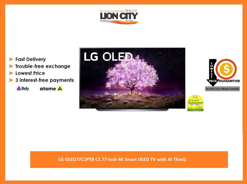 LG OLED77C1PTB C1 77-inch 4K Smart OLED TV with AI ThinQ Lion