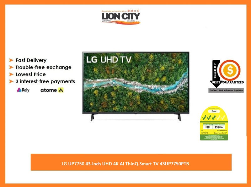 LG UP7750 43-inch UHD 4K AI ThinQ Smart TV 43UP7750PTB