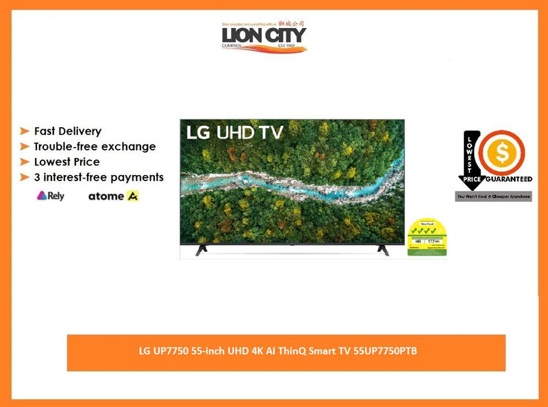 LG UP7750 55-inch UHD 4K AI ThinQ Smart TV 55UP7750PTB