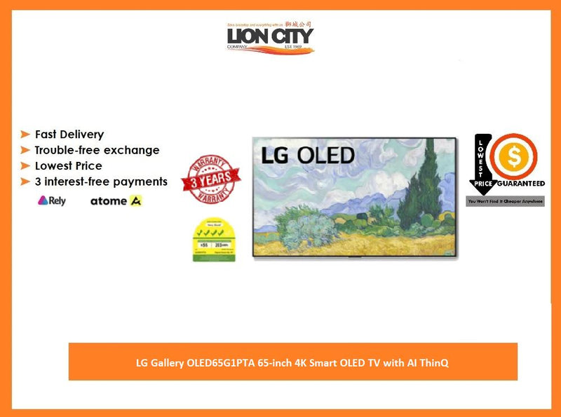 LG Gallery OLED65G1PTA 65-inch 4K Smart OLED TV with AI ThinQ