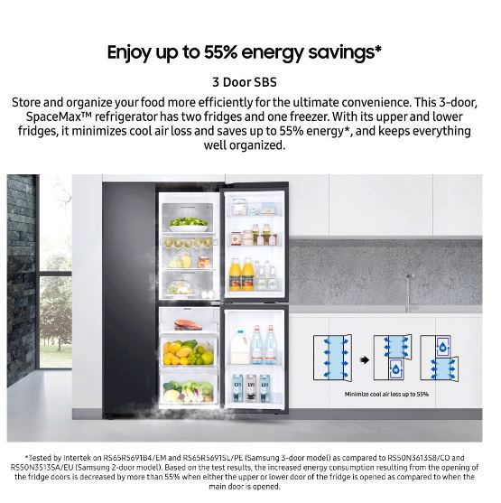 SAMSUNG RS63R5584SL/SS 630L SPACEMAX MULTI SIDE-BY-SIDE DOOR FRIDGE (2 TICKS)