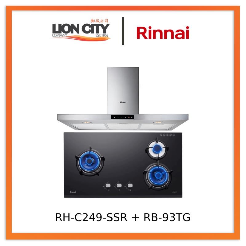 Rinnai RH-C249-SSR Chimney Cooker Hood + RB-93TG Schott Glass Hob